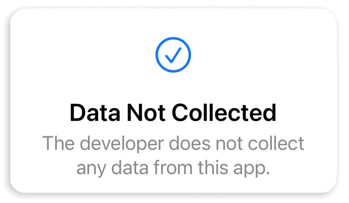 App store privacy rating showing an app doesn't collect data